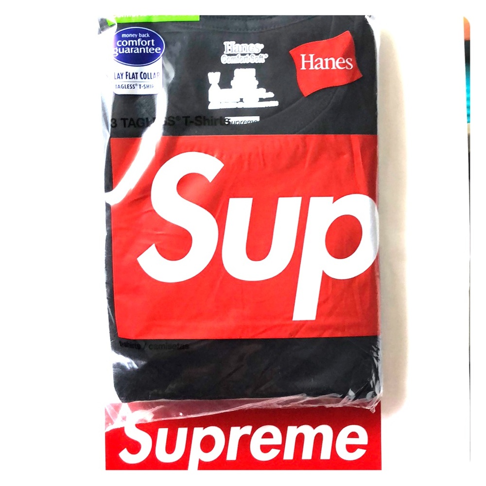 BRAND NWT -(3)PACK OF SUPREME/HANES BLACK T MENS S